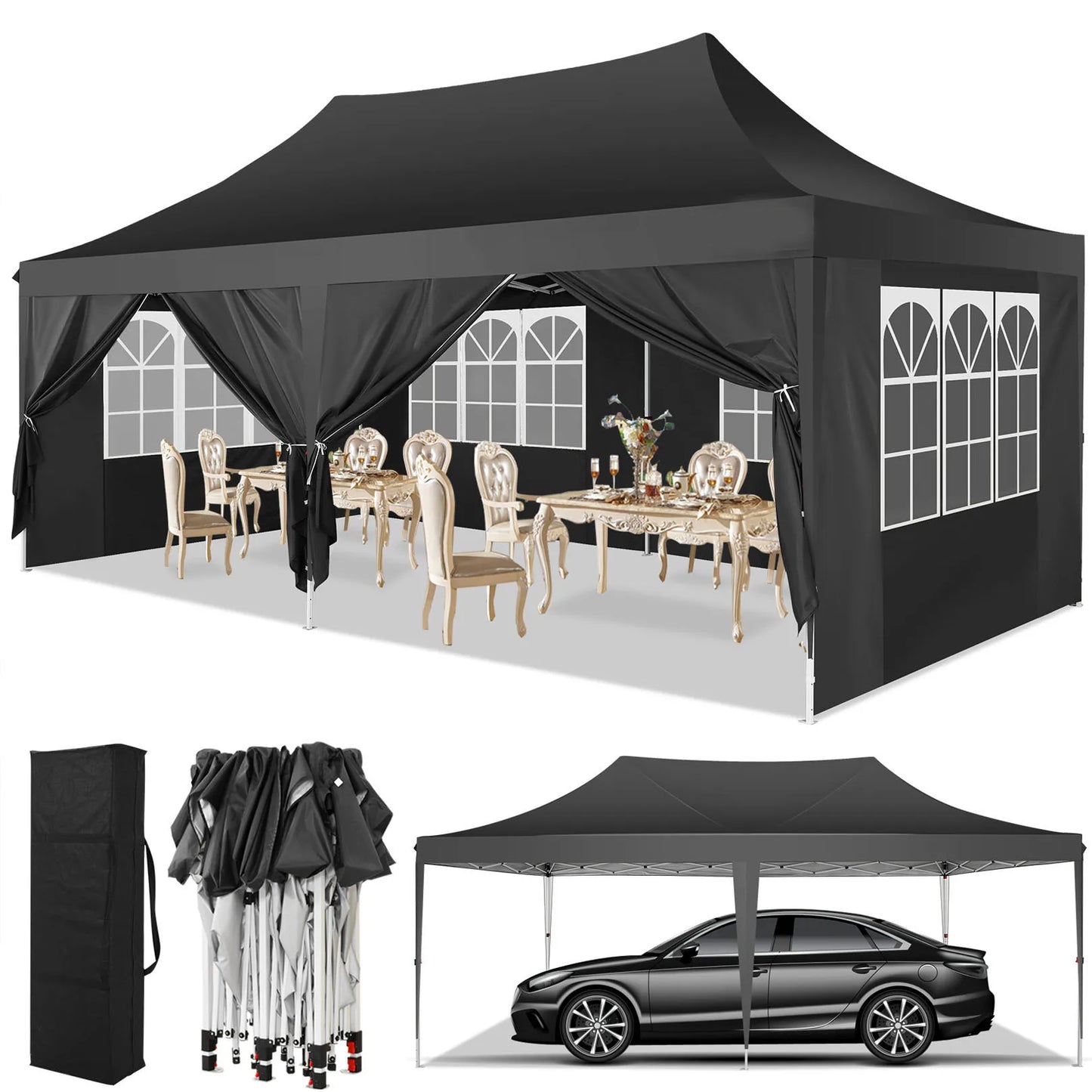 10x20 Pop Up Canopy Tent Wedding Party Outdoor Gazebo with Sidewalls
