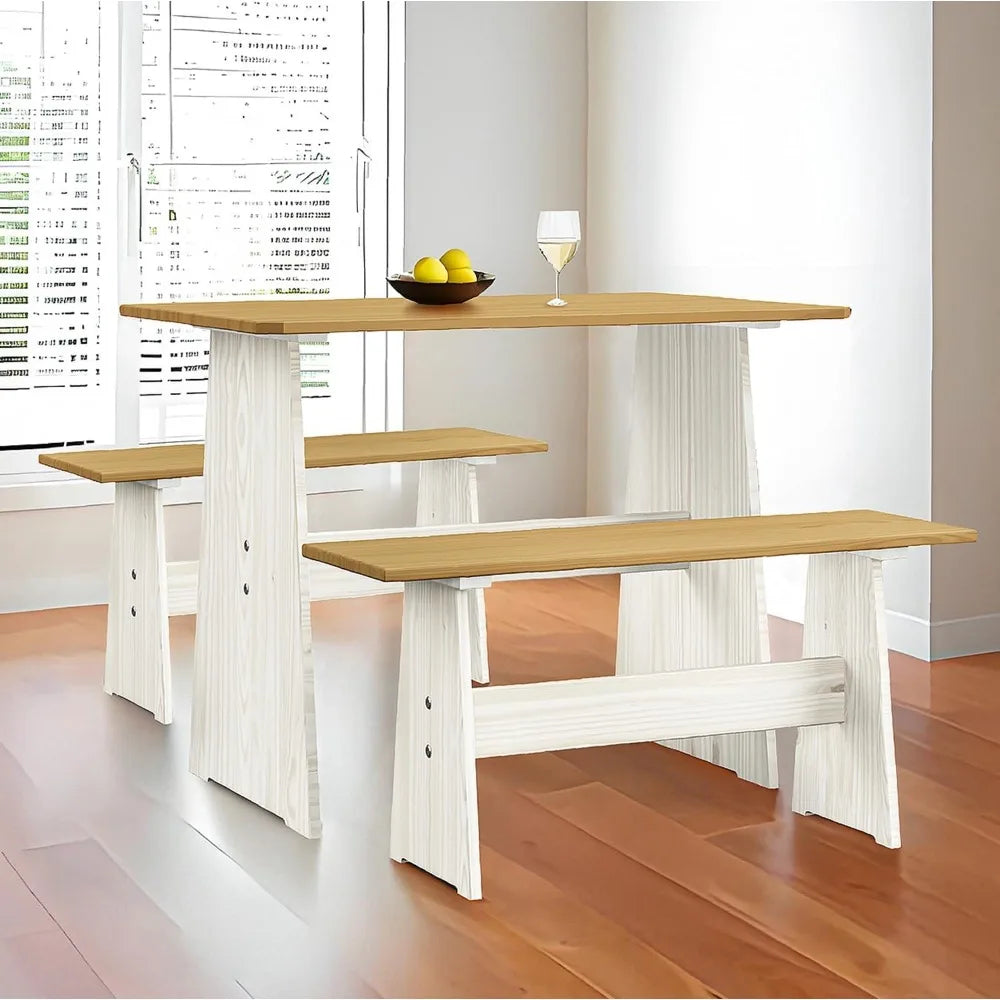 Ljustra Chapman 3 Piece Casual Dining Set Kitchen Table with Benches