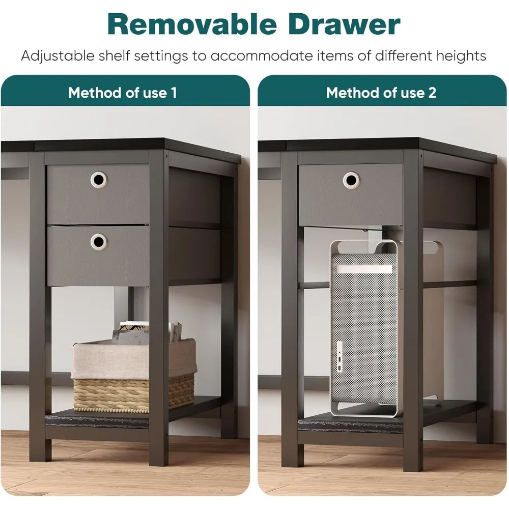 Modern Computer Desk with Storage Drawers Compact Writing Table for Home