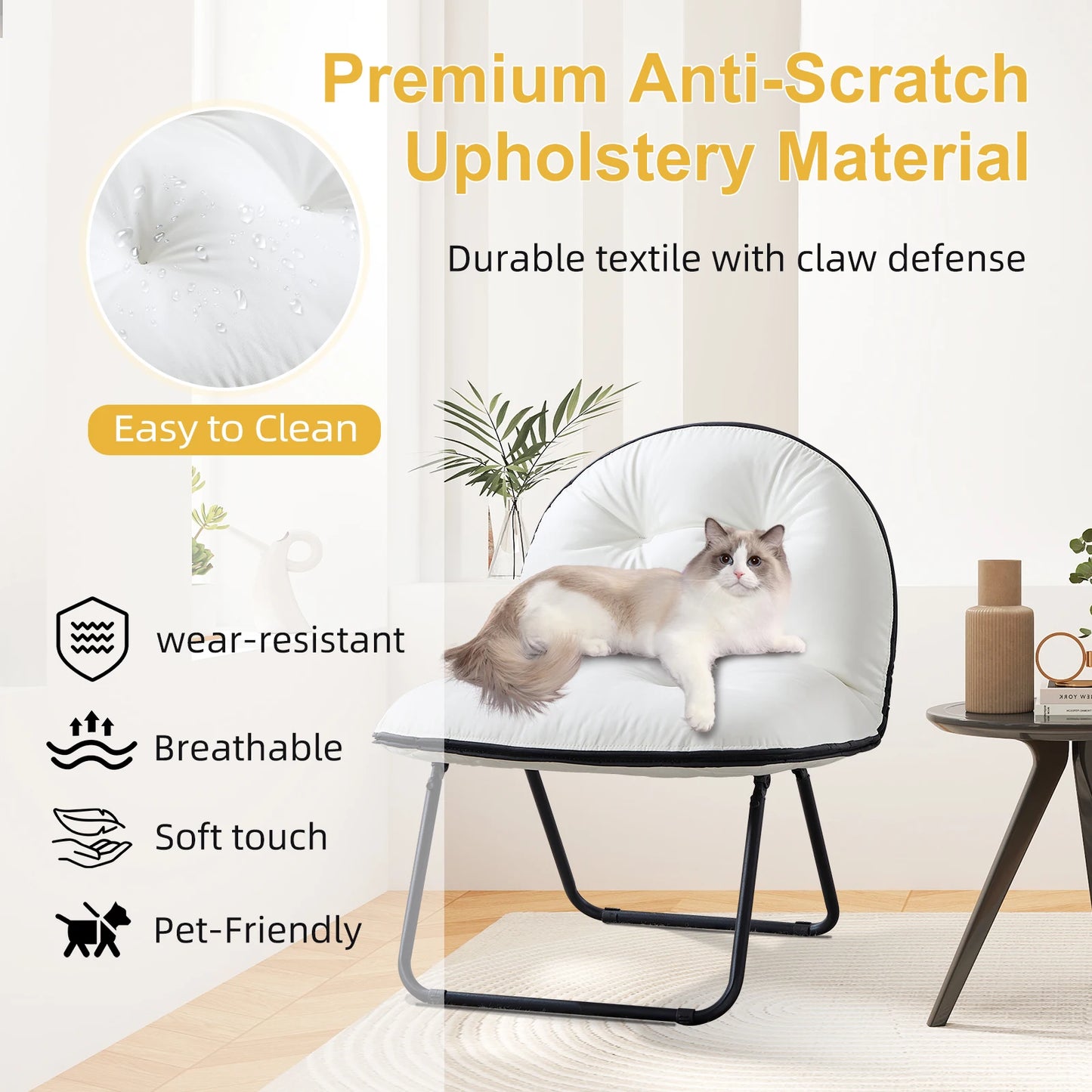 Ljustra Portable Folding Lounge Chair Upholstered Living Room Furniture