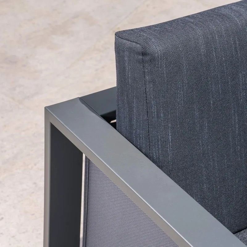 Outdoor 4-Seater Aluminum Chat Set with Fire Pit Tank Holder