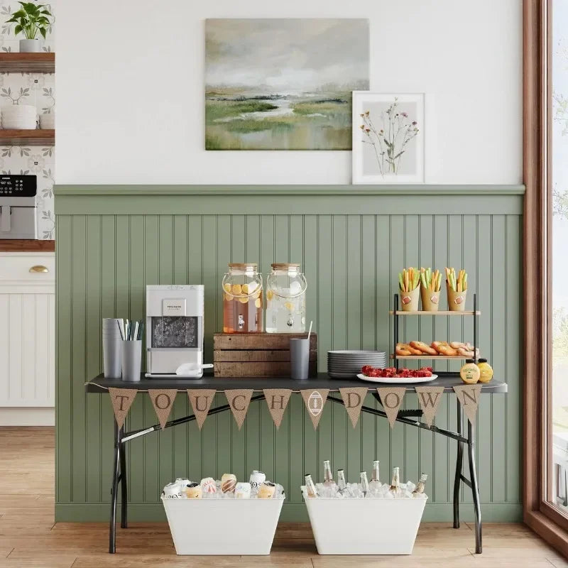 Ljustra 6 Foot Bi-Fold Plastic Folding Table Portable for Parties Camping