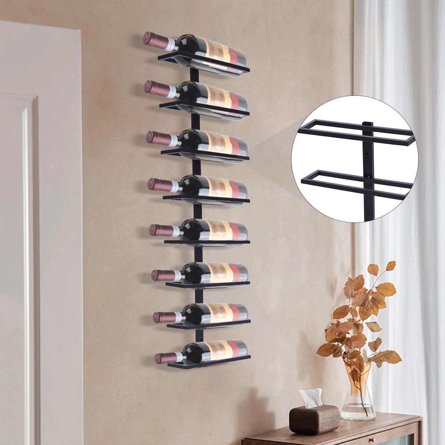 8 Layer Wall Mounted Wine Rack Detachable Storage Organizer for Home Bar