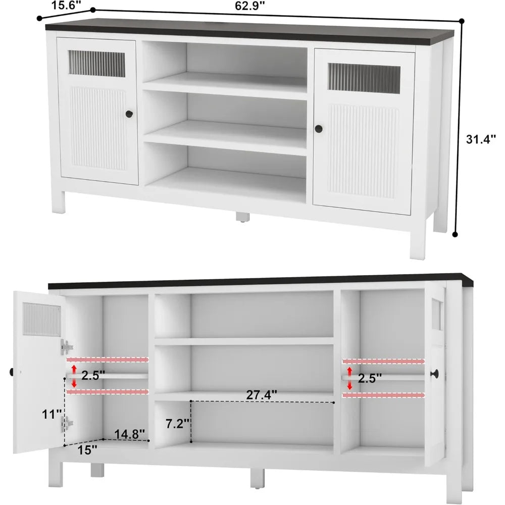 Modern 63 Inch TV Stand with Storage for Living Room Entertainment Center