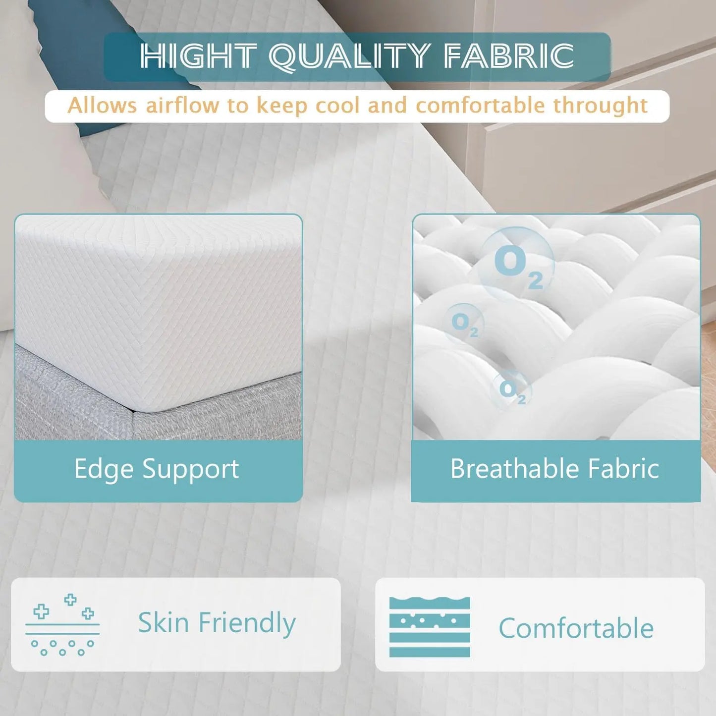 Ljustra 6 Inch Queen Mattress Gel Memory Foam Pressure Relieving Cooling