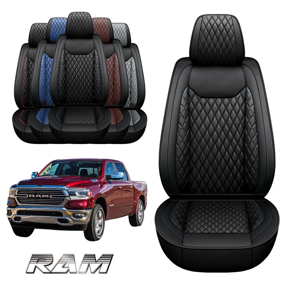 Deluxe PU Leather Car Seat Covers for Dodge Ram 2009-2021 1500 2500 3500