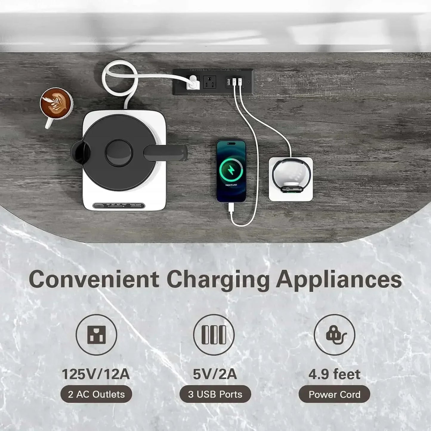 Ljustra Mini Bar Cabinet with Power Outlet LED Storage Wine Stand