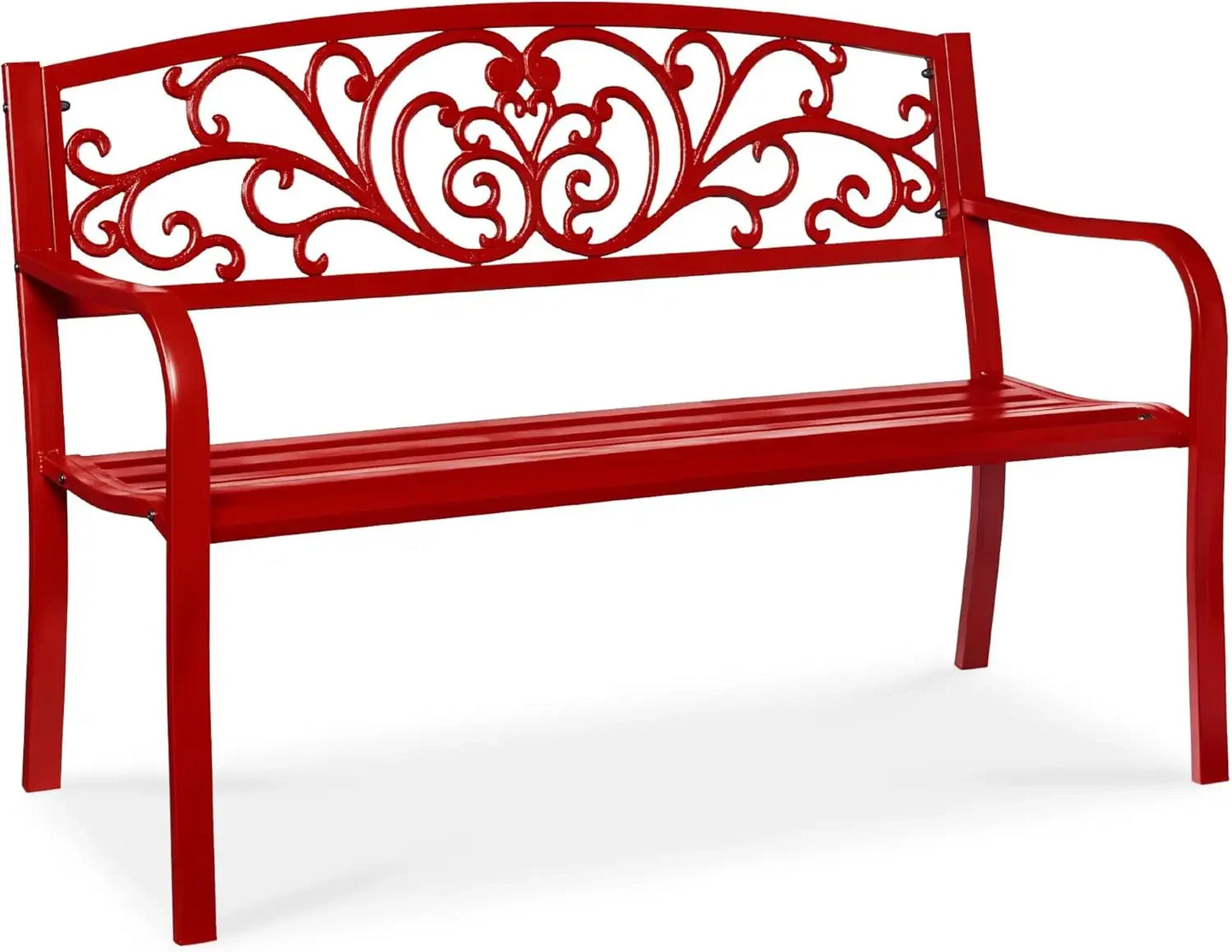 Ljustra Outdoor Steel Garden Bench with Floral Design Backrest