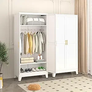 Metal Armoire Wardrobe Closet 71 Inch Storage Cabinet with Drawers