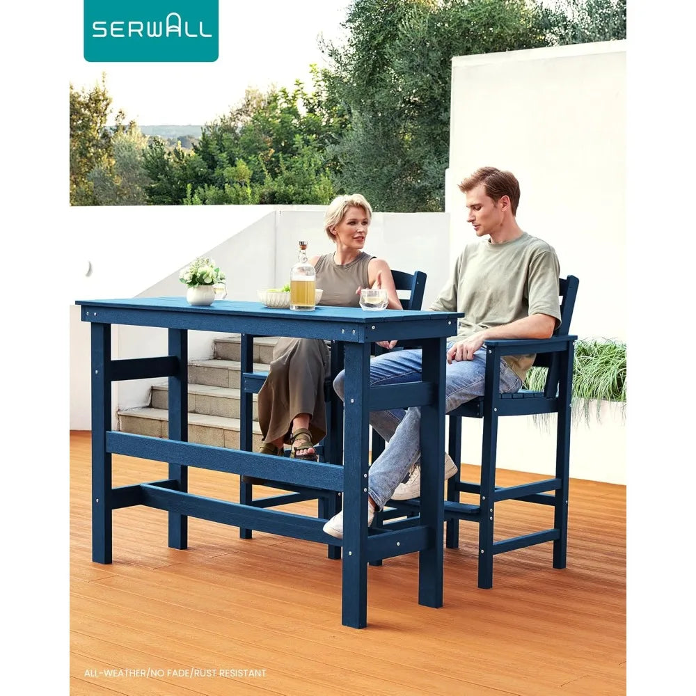 Outdoor Bar Table HDPE Patio Counter Height Rectangle Table for Garden