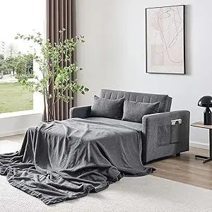 55 Inch Leather Sofa Bed Pull Out Sleeper Loveseat Couch Futon