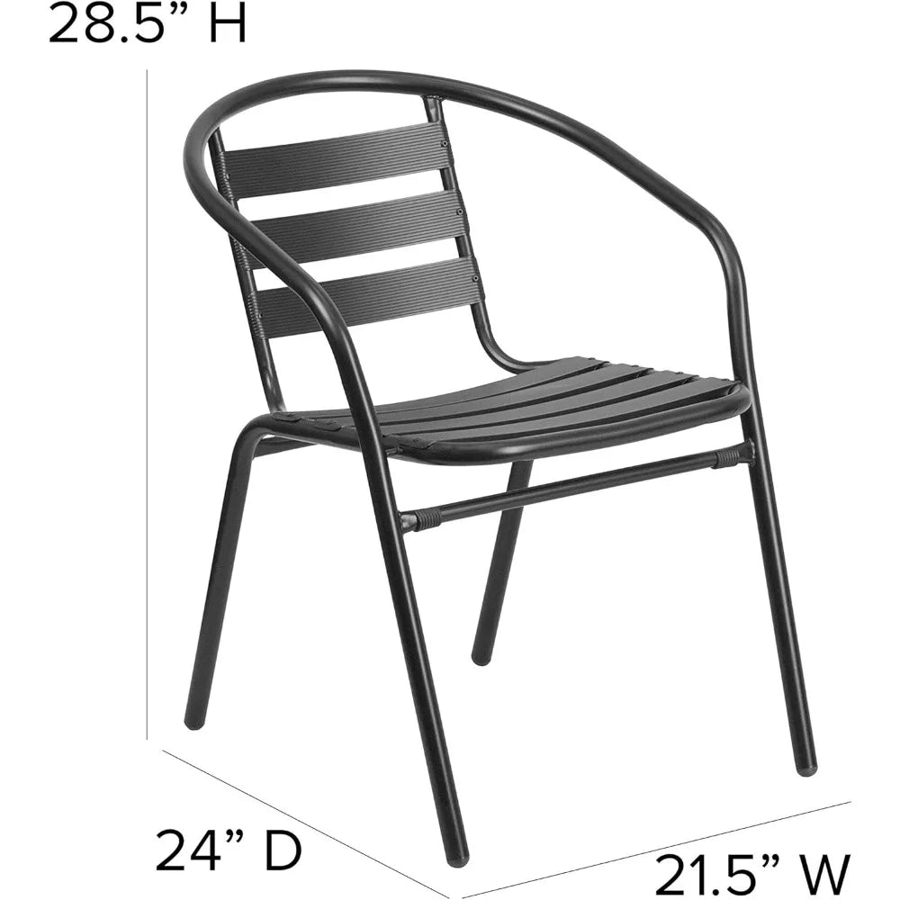 7-Piece Glass Patio Dining Set with Rectangular Table and Slat Back Chairs