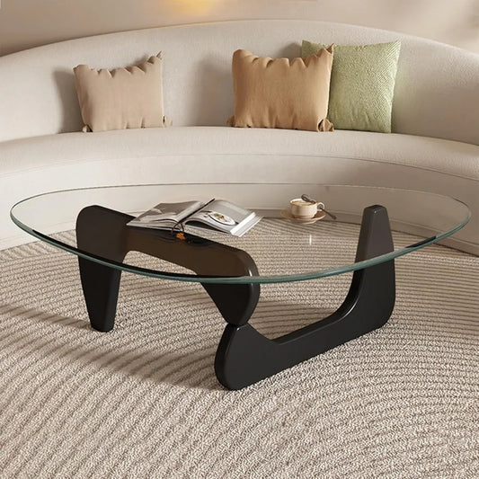Small Black Glass Coffee Table Mid Century Modern Wood Rustic Design