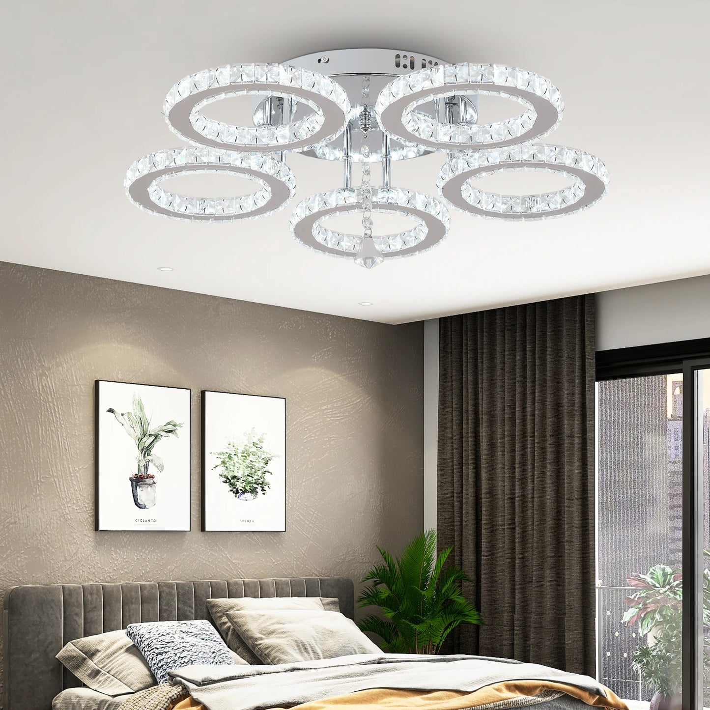 Modern K9 Crystal Chandelier Ceiling Light Fixture LED Pendant Lamp