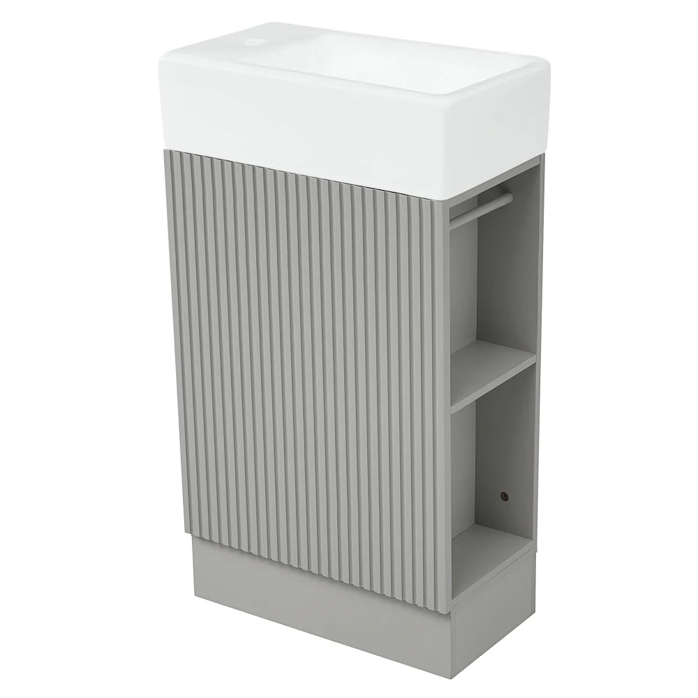18.6 Inch Bathroom Vanity with Sink and Two-Tier Shelf Left Right Orientation
