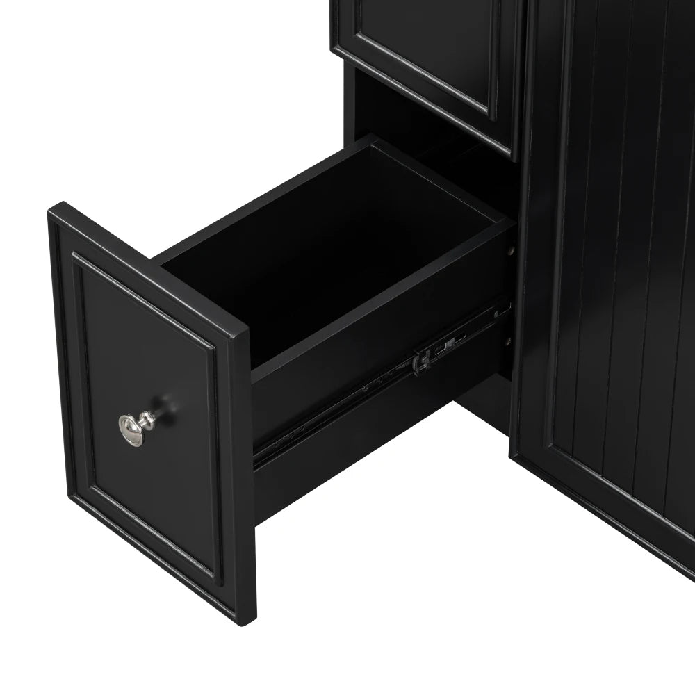 24 Inch Bathroom Vanity Cabinet Ceramic Sink 2 Drawers Storage