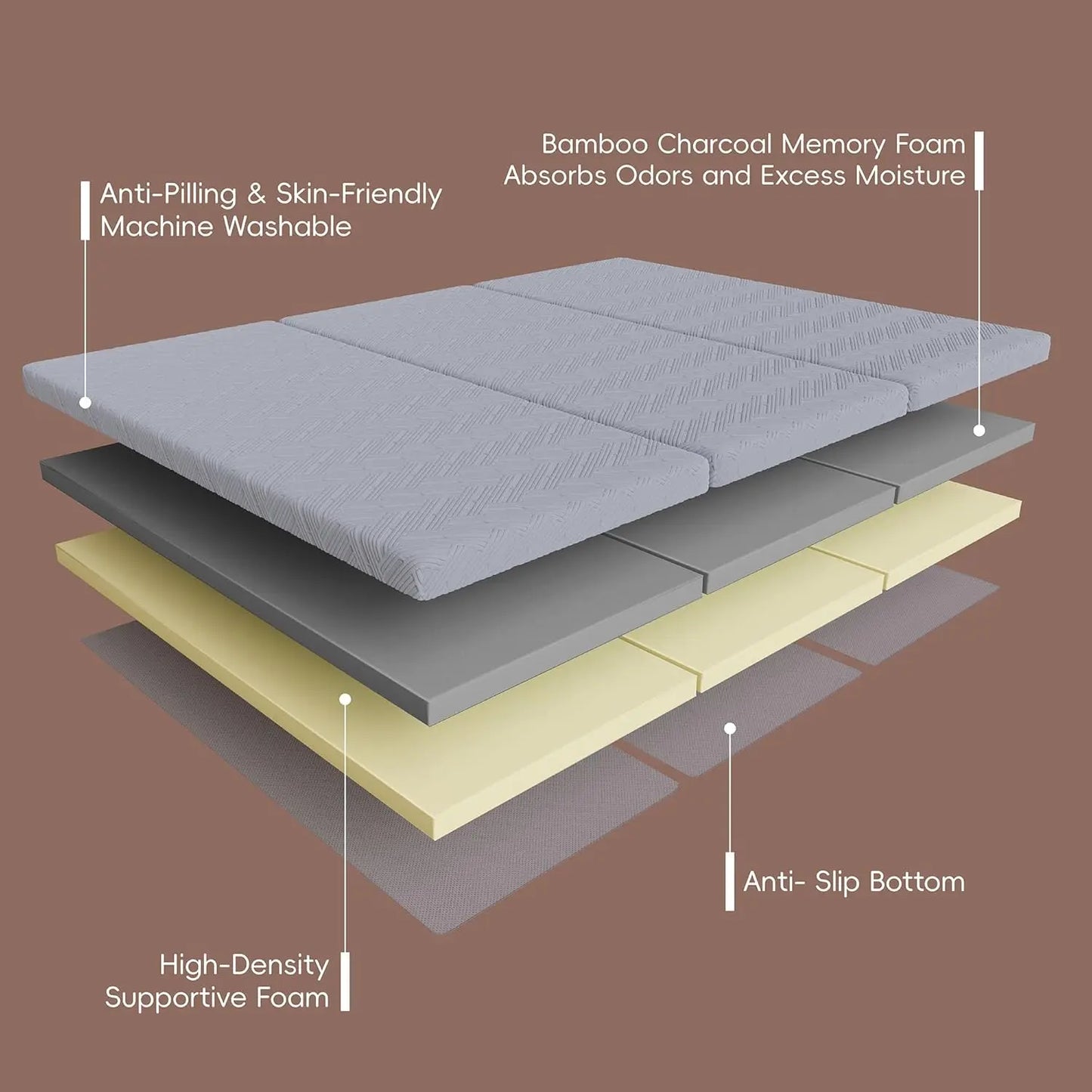 Ljustra Tri-Fold Mattress 4" Memory Foam Foldable Twin Size Portable