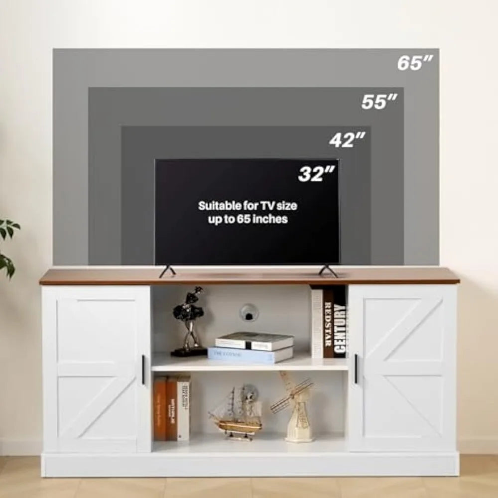 TV Stand for TVs up to 65” Modern Wood Entertainment Center with Storage