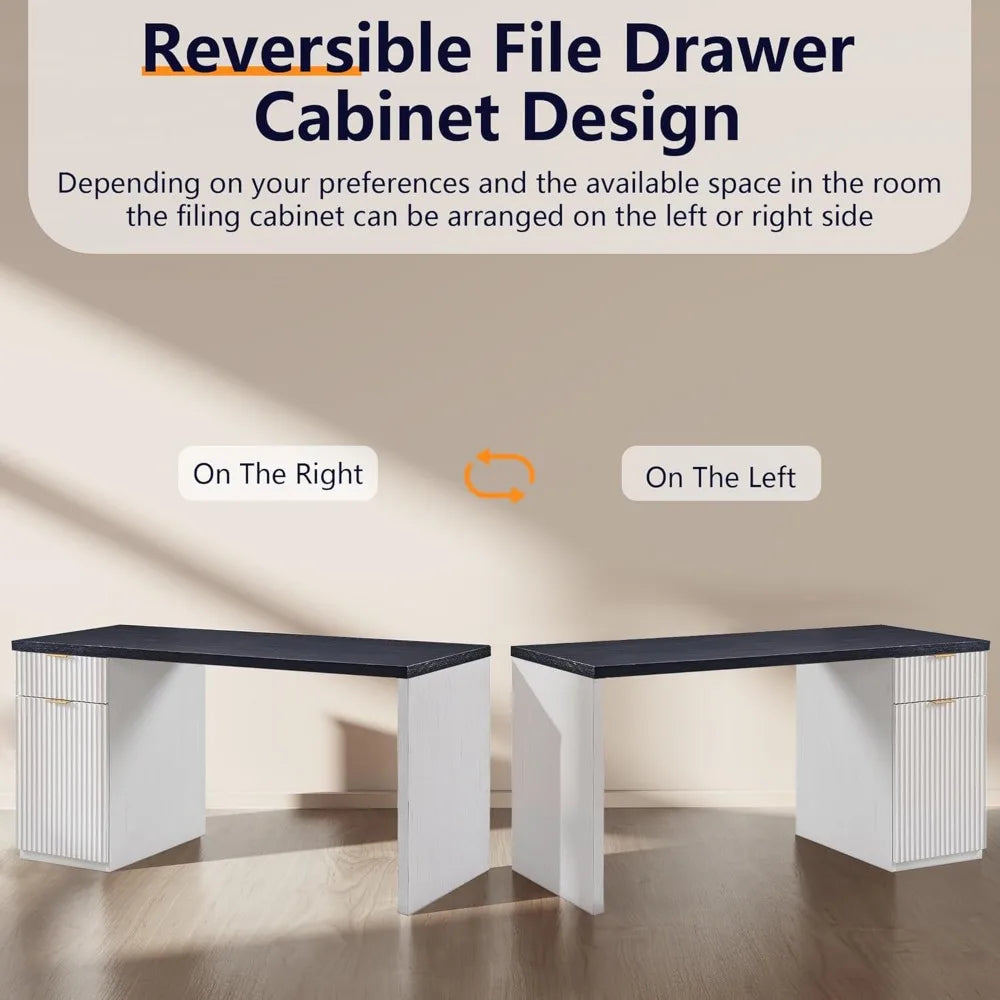 60 Inch Modern Executive Desk with Storage for Home Office Workstation