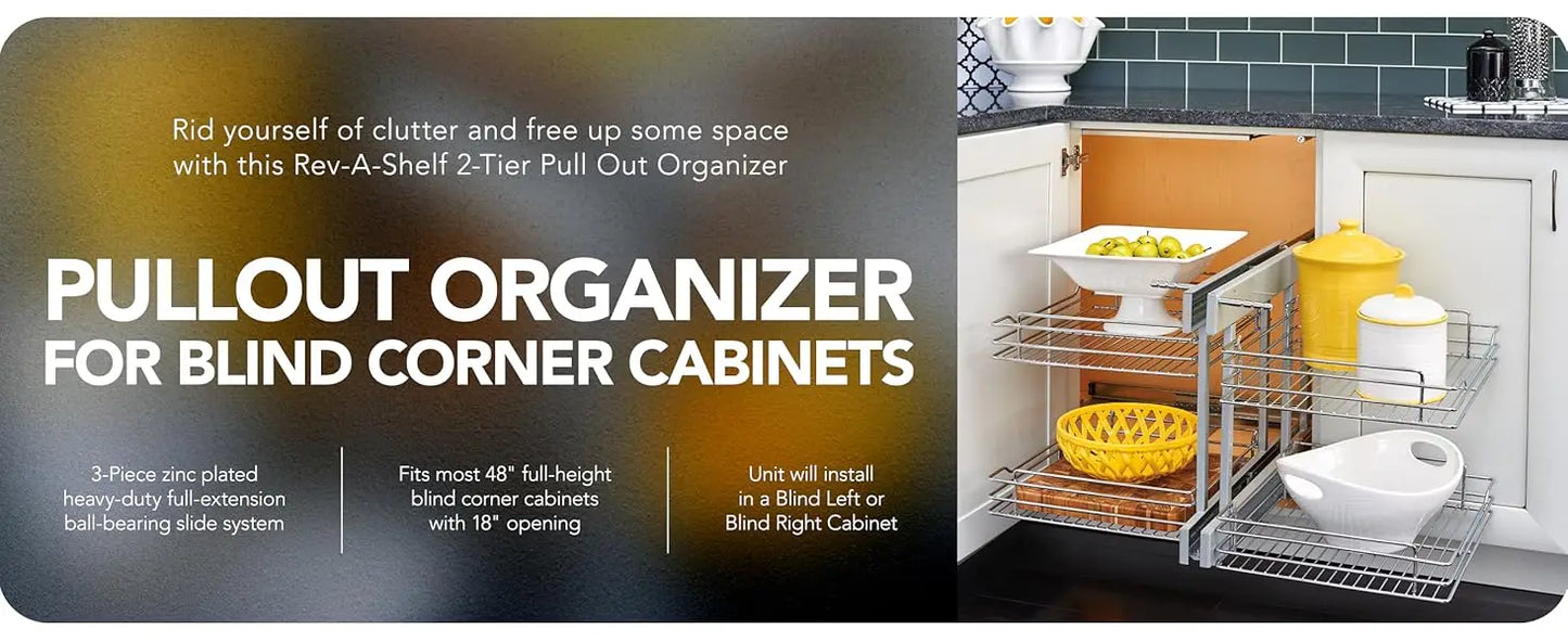 Tier Pullout Shelf Storage Organizer for Blind Corner Cabinets 18 Inch