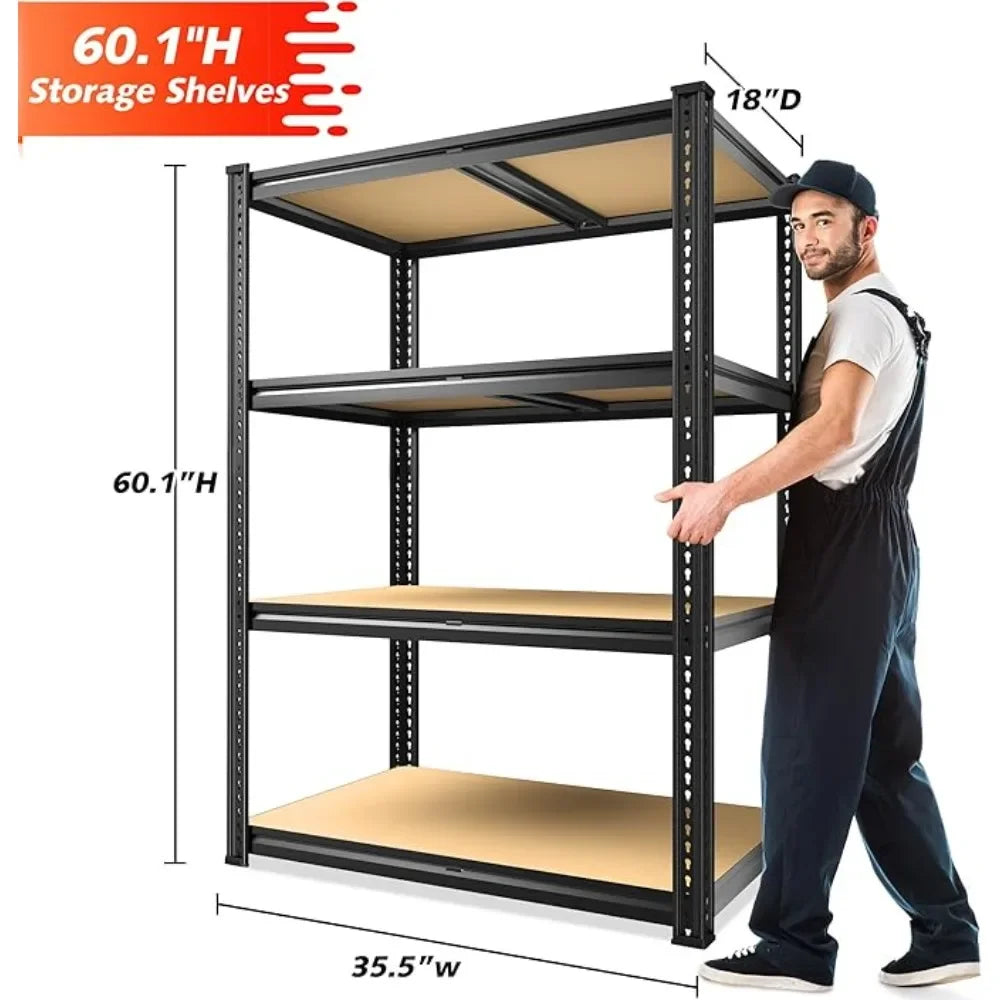 Ljustra 4 Tier Heavy Duty Storage Shelves Adjustable Metal Rack 1800LBS