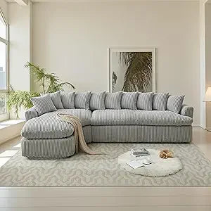 Ljustra Cloud Sectional Sofa L Shaped Couch Large Corduroy for Living Room and Apartments