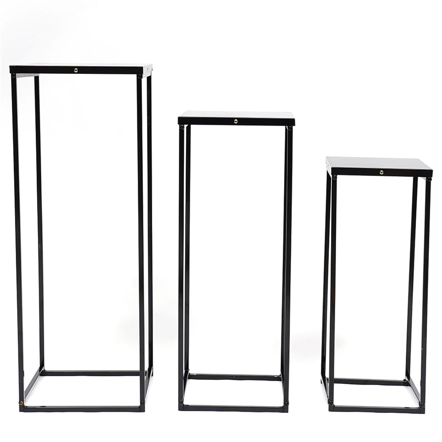 Set of 3 Metal Square Flower Stands Plant Holders for Home Wedding Decor