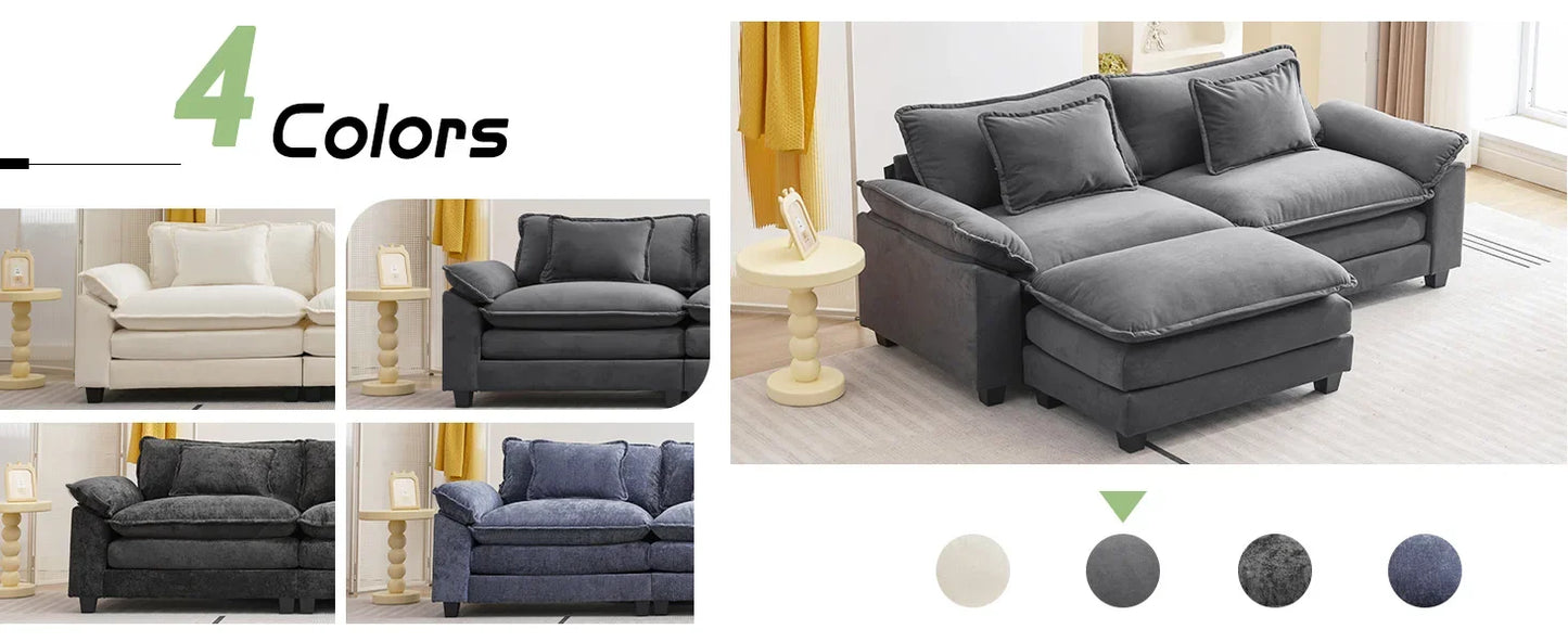 Ljustra Comfy Cloud Sectional Sofa with Pillows for Living Room