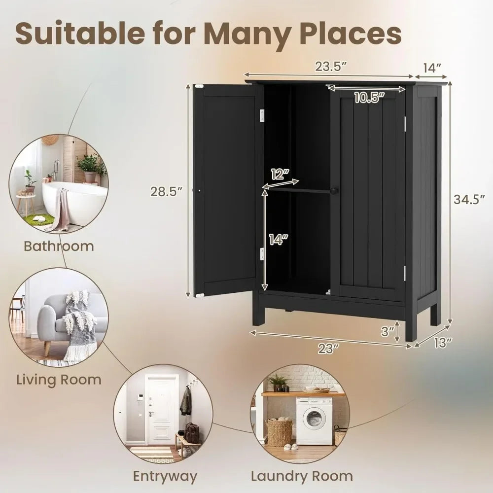 Ljustra Bathroom Storage Cabinet Freestanding Organizer with Doors Adjustable Shelf