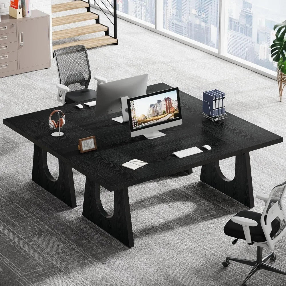 Large Executive Desk Modern Computer Office Table with Wooden Legs