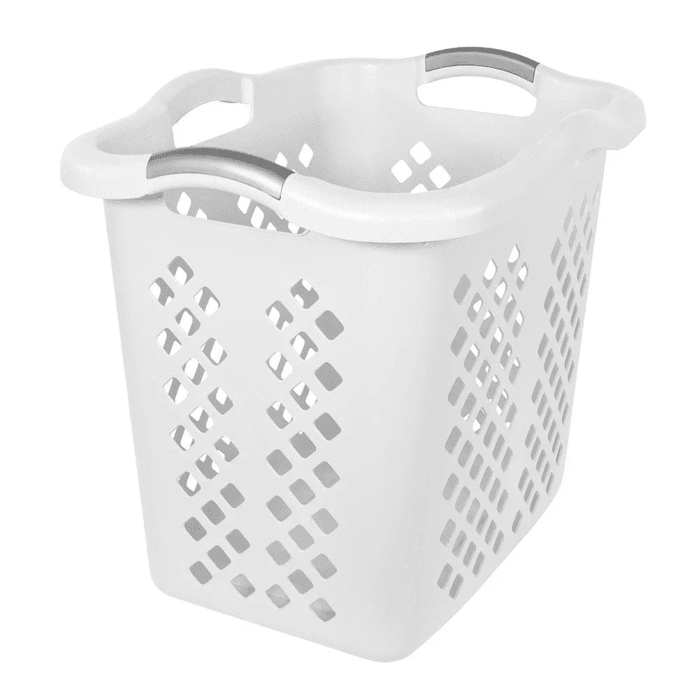 2 Bushel Plastic Laundry Basket Hamper with 4 Handles Durable Versatile