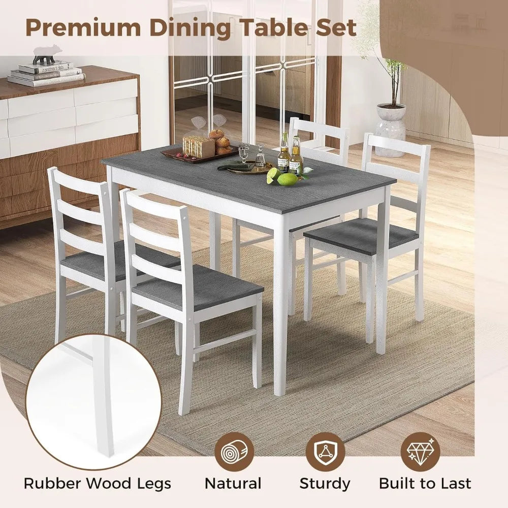 Ljustra Dining Table Set for 4 Modern Wood Kitchen Furniture Space-Saving