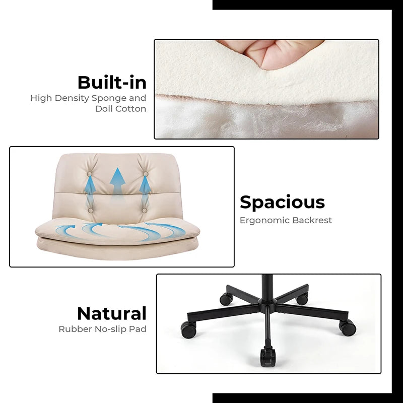 Ljustra Large Swivel Armless Home Office Desk Chair Ergonomic Comfort