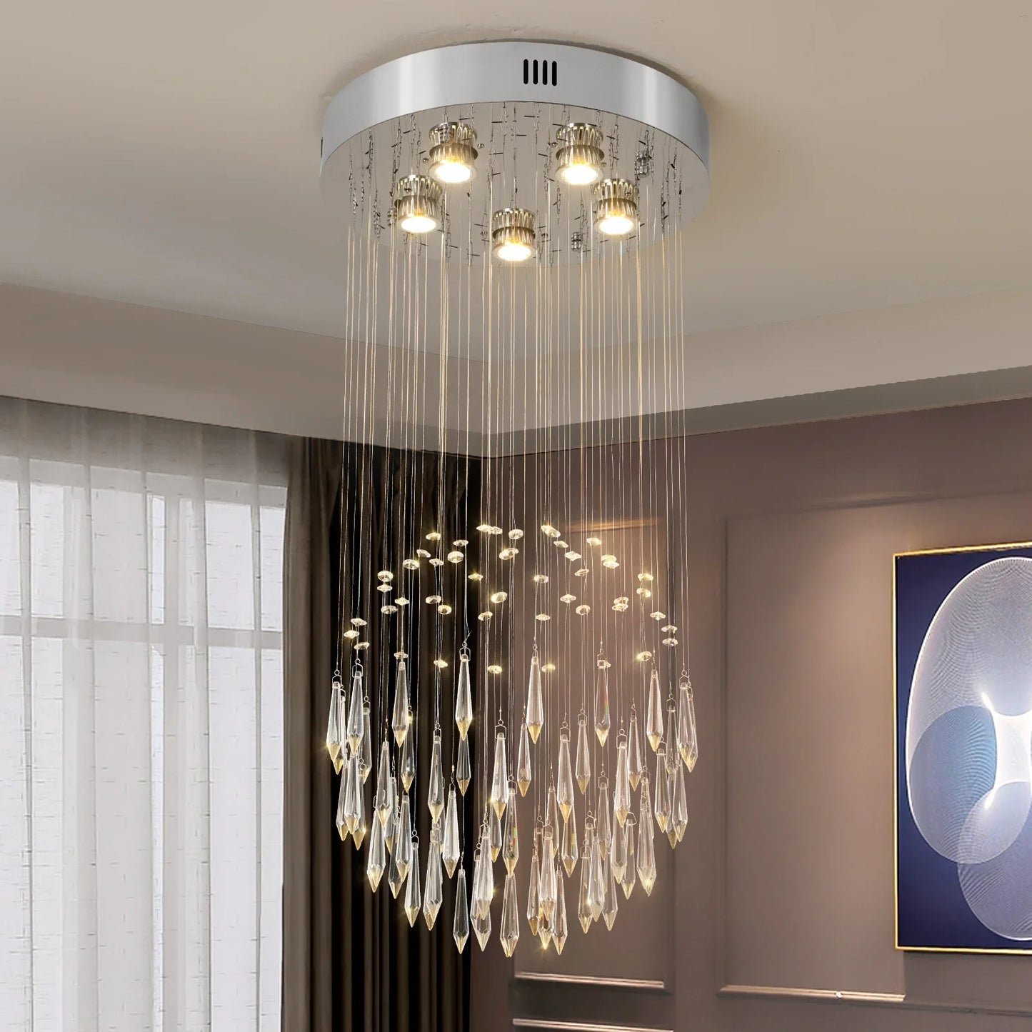 Raindrop LED Crystal Pendant Light Modern Chandelier Ceiling Lamp