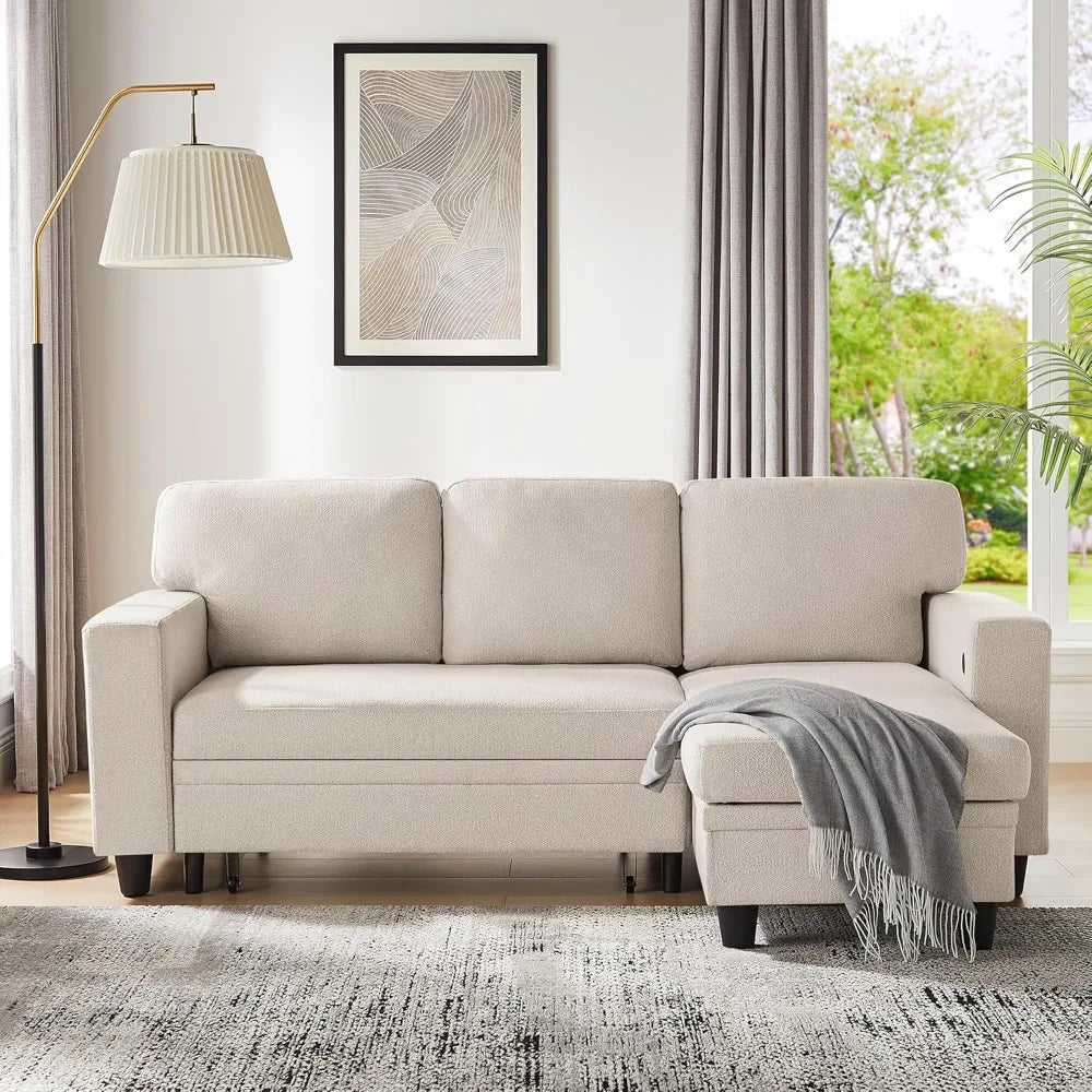 Ljustra 80” Sleeper Sofa Bed L-Shaped Sectional Couch with Storage