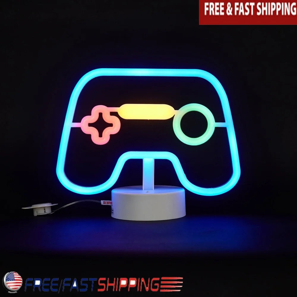 Neon LED Kids Lamp Gaming Controller Night Light Battery Operated