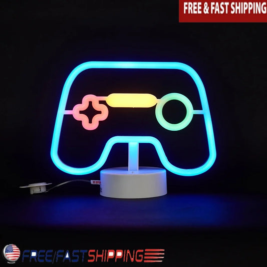 Neon LED Kids Lamp Gaming Controller Night Light Battery Operated
