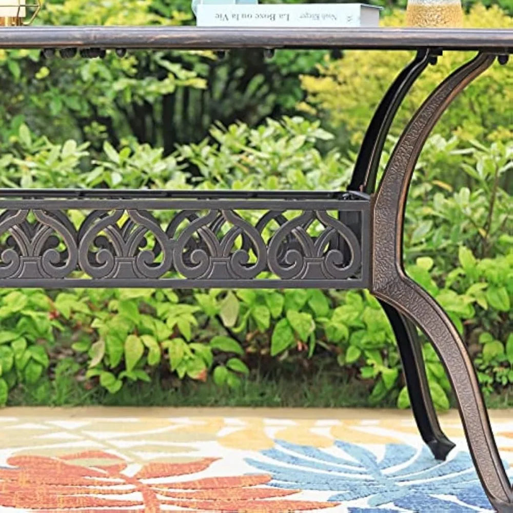 Ljustra 6-Person Cast Aluminium Outdoor Dining Table with Umbrella Hole