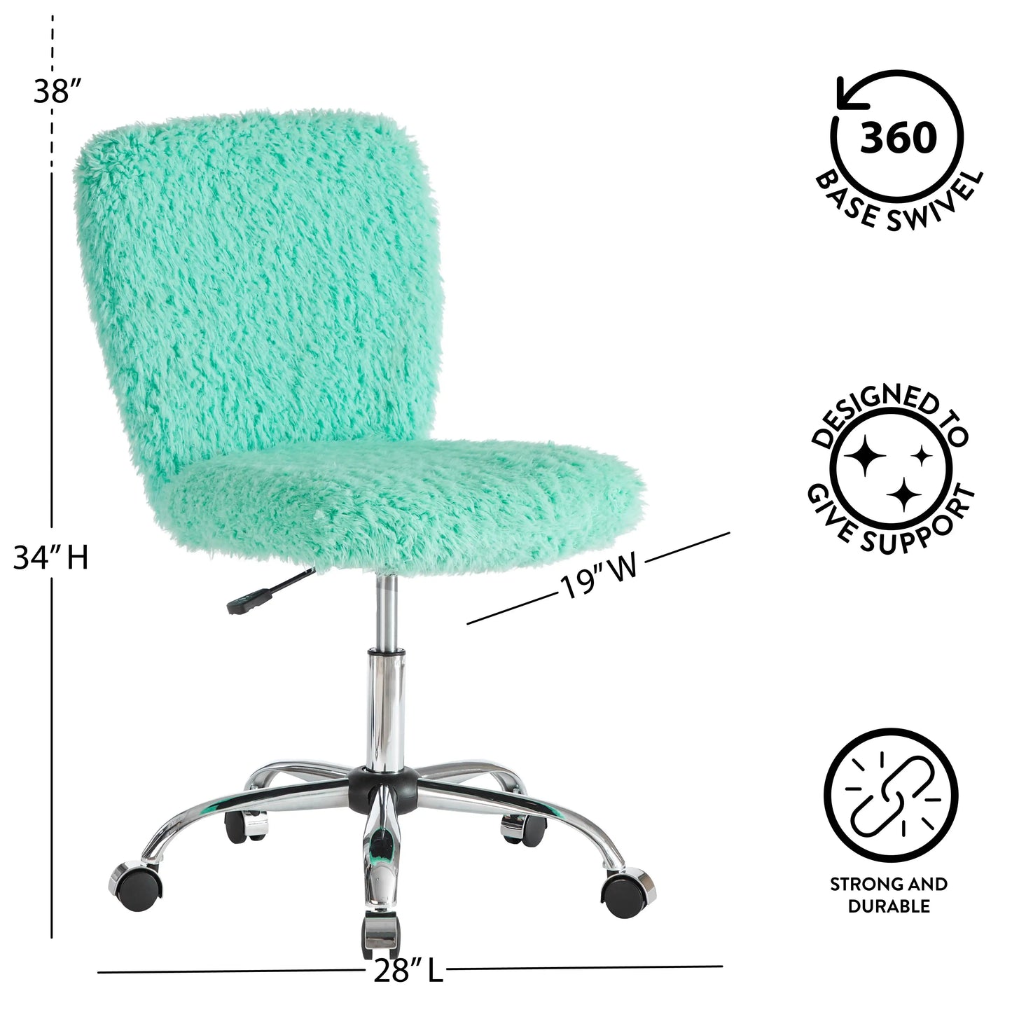 Ljustra Faux Fur Armless Swivel Task Office Chair for Home Office