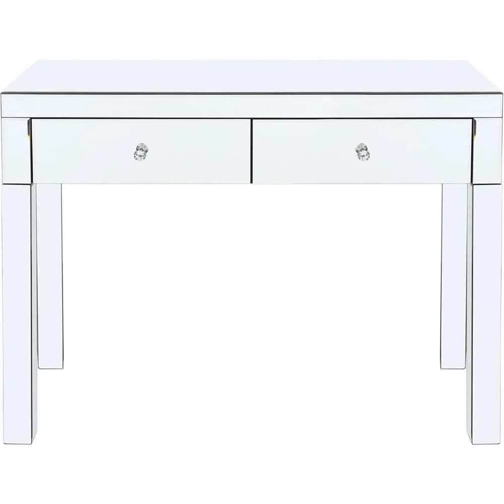 Silver Mirrored Makeup Vanity Desk with 2 Drawers for Women and Girls