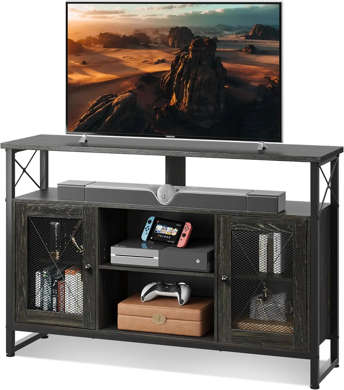 Tall TV Stand for 55 Inch TV Farmhouse Industrial Entertainment Center