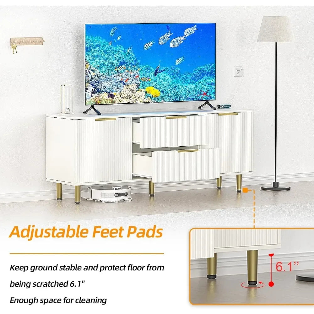 Mid Century Modern TV Stand for 65 Inch TV with Storage and Drawers