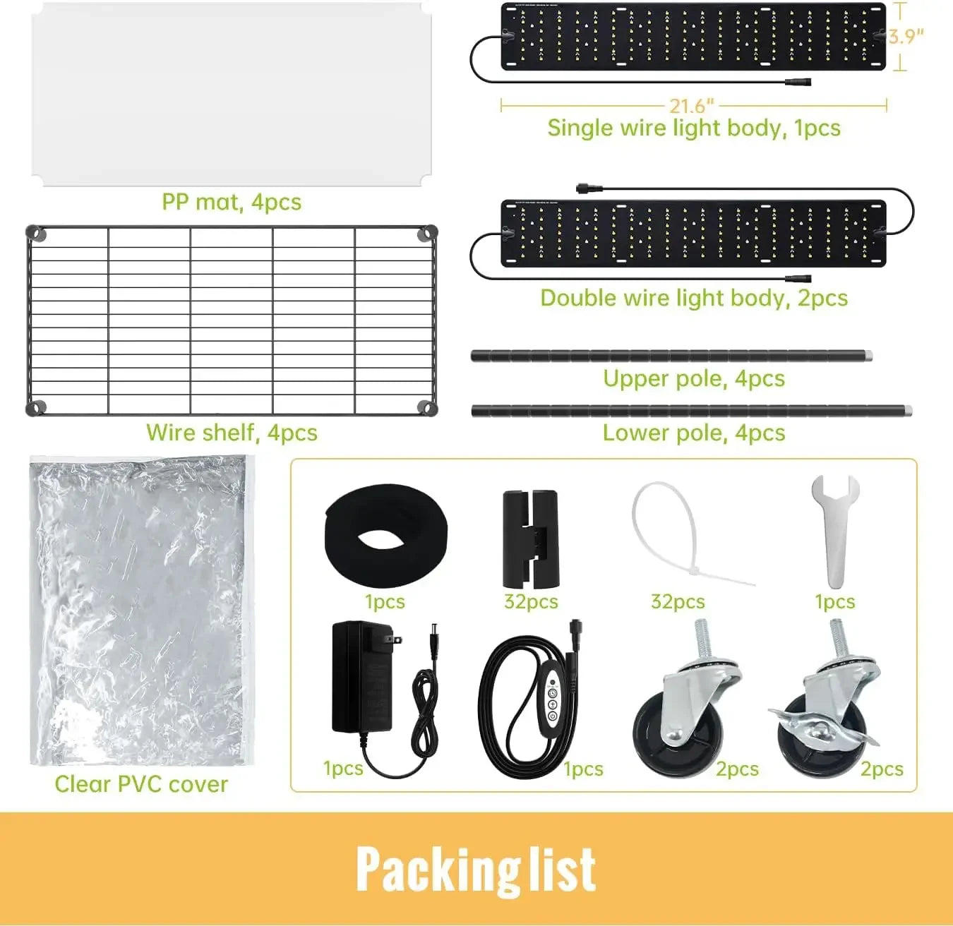 Indoor Greenhouse Plant Stand with Grow Light 4 Tier PVC Cover