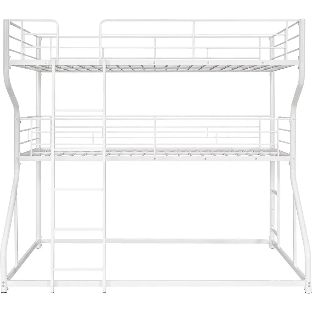 Triple Metal Bunk Bed Full XL Twin XL Queen Frame with Guardrails
