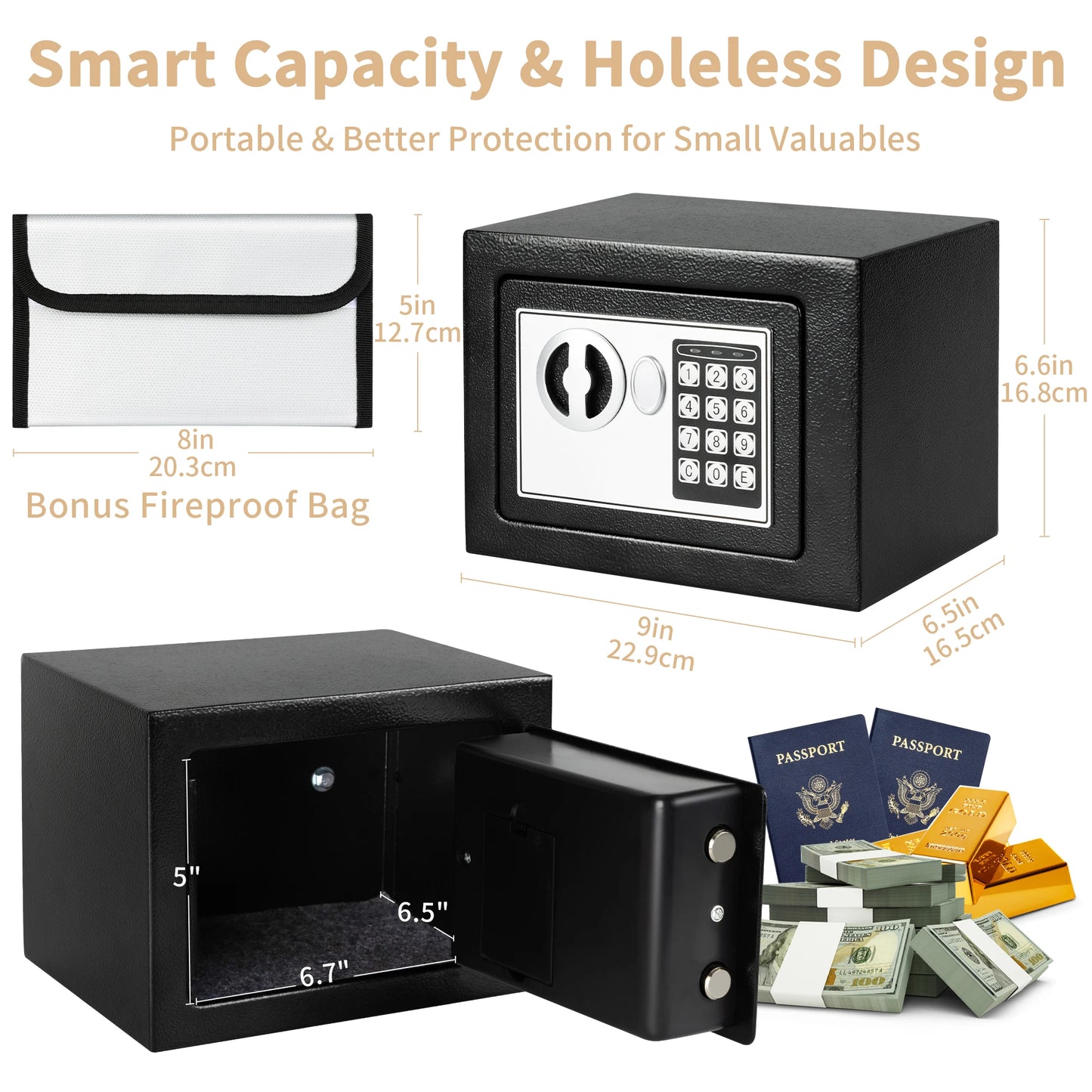 Deli Electronic Digital Safe Box Steel Money Safe Home Cash Storage