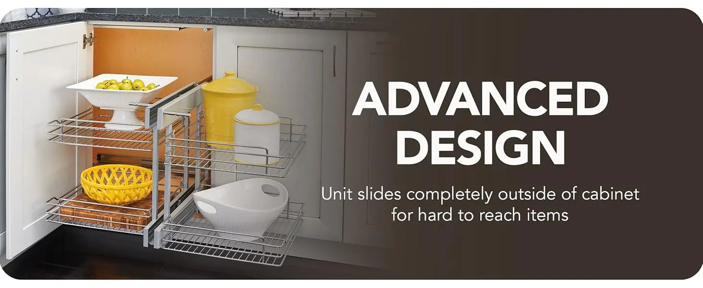 Tier Pullout Shelf Storage Organizer for Blind Corner Cabinets 18 Inch