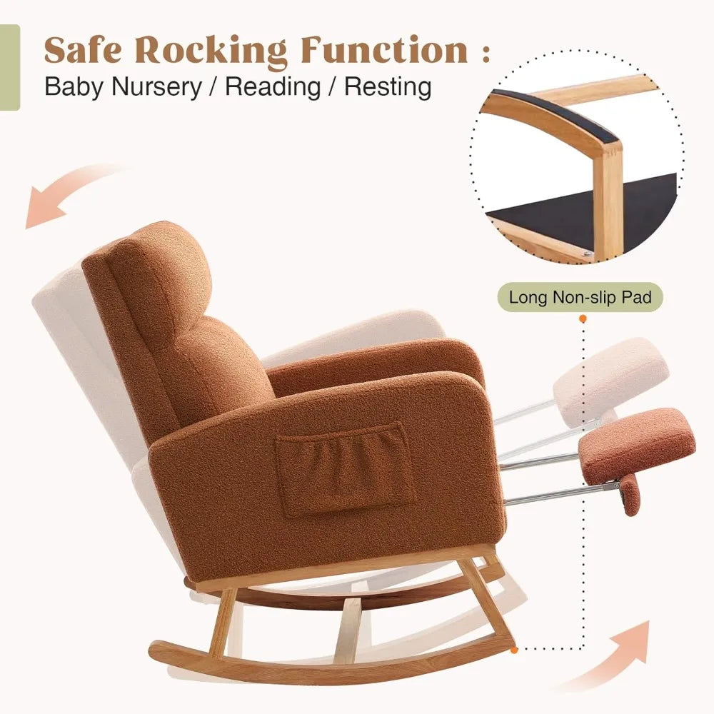Ljustra Rocking Chair with Foot Rest Nursing Glider High Backrest Comfort
