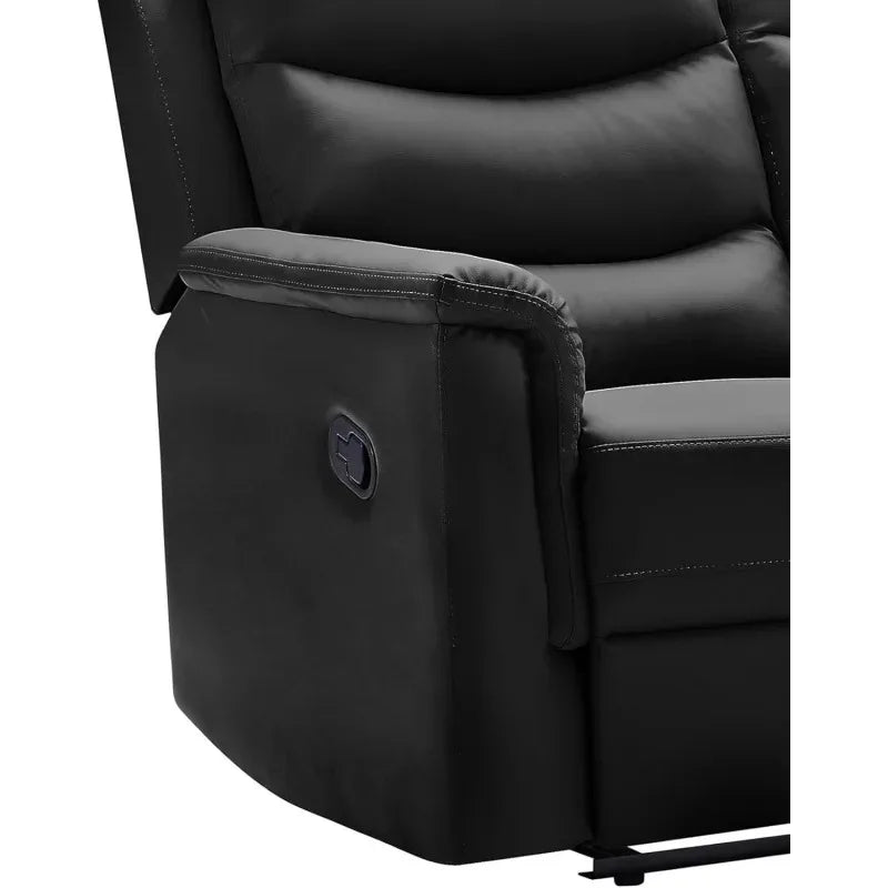 77" Faux Leather Reclining Loveseat Sofa w/ 2 Recliners, Cup Holders, Console – Manual Recliner Couch