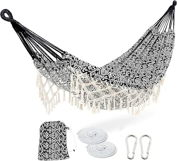 Double Hammock with Stand and Phone Holder for Indoor Outdoor Use