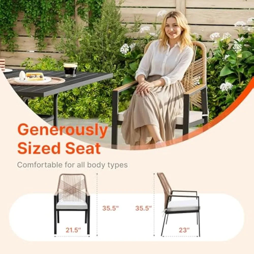 Ljustra Outdoor Patio Dining Set 5-Piece Rattan Table Chairs Cushions